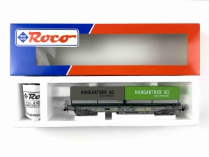 H0-DC-ROCO-46369---Containertragwagen---HANGARTNER-AG---SBB