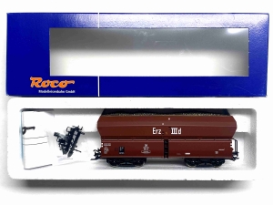 H0-DC-ROCO-67708---Selbstentladewagen---Erz-IIId---DB---Ep-III