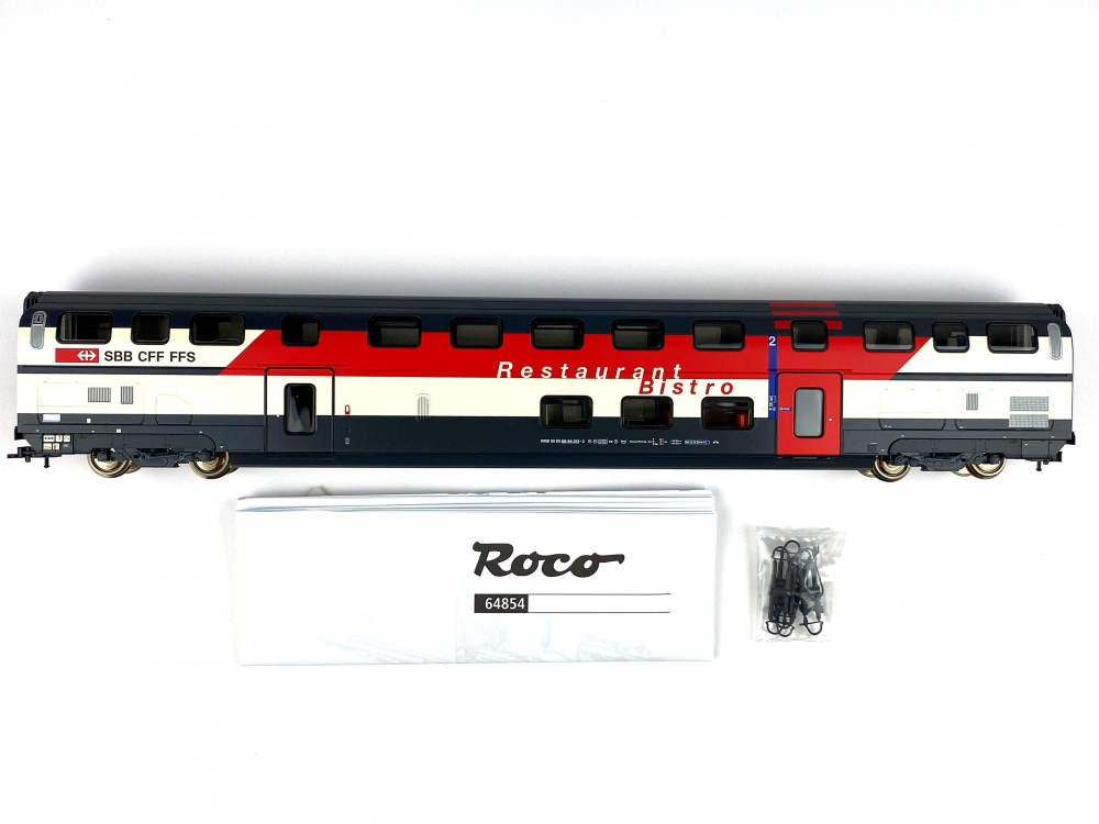 Bild 1 von H0 DC ROCO 64854 - InterCity Doppelstock-Speisewagen IC-2000 - Restaurant Bistro - SBB - Ep. V
