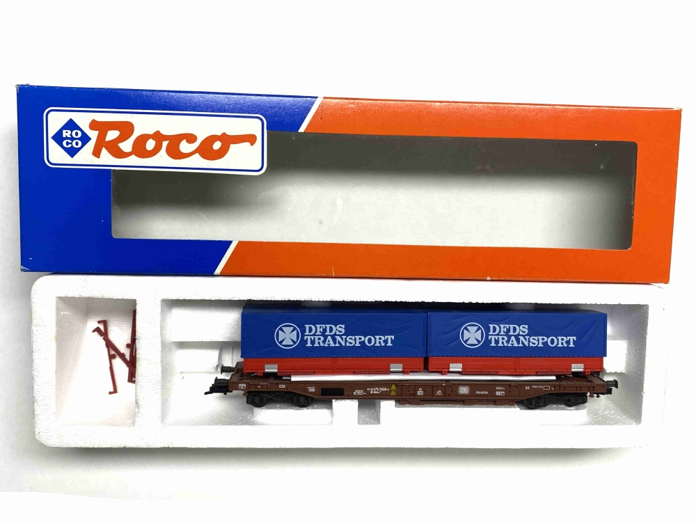 Bild 1 von H0 DC ROCO 46349 - Taschenwagen - DFDS TRANSPORT - DB - Ep. V