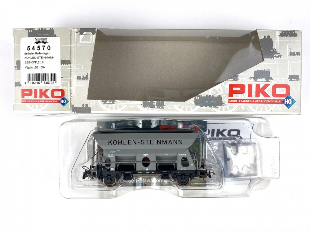 Bild 1 von H0 DC PIKO 54570 - Selbstentladewagen - SBB - Ep. III - KOHLEN-STEINMANN