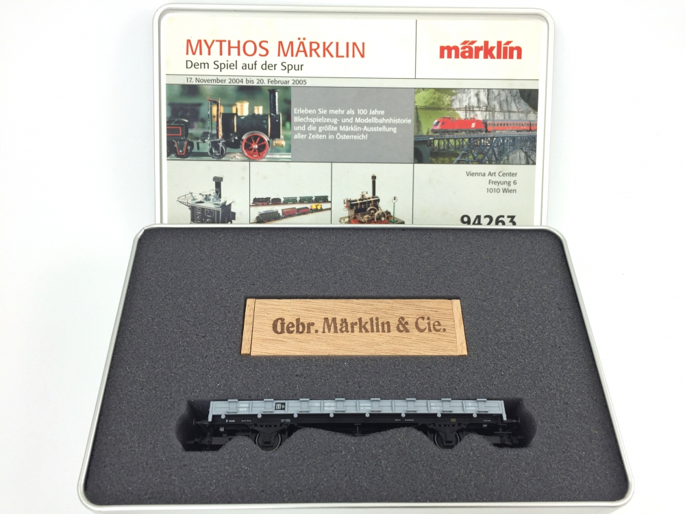 Bild 1 von H0 AC MÄRKLIN 94263 - über 100 Jahre Blechspielzeug + Modellbahn - Rungenwagen in Blechdose