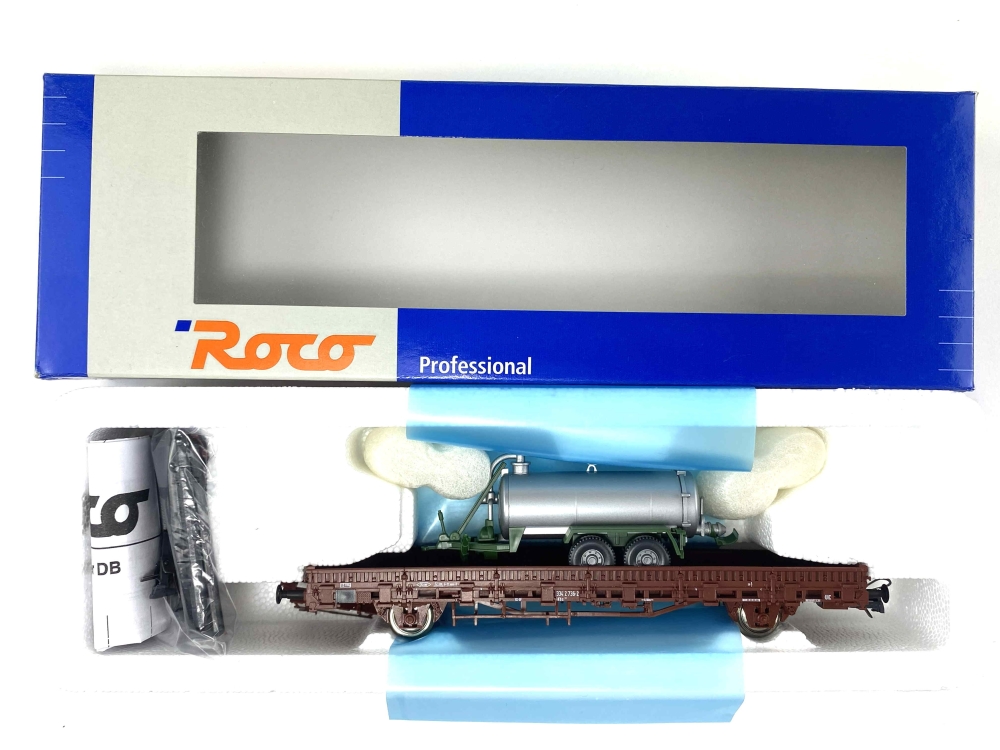 Bild 1 von H0 DC ROCO 47510 - Rungenwagen mit Ladegut Anhänger - DB