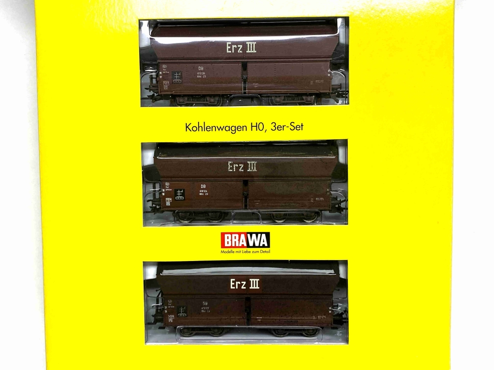Bild 1 von H0 DC BRAWA 2005 - Kohlenwagen 3er Set - DB - Erzwagen