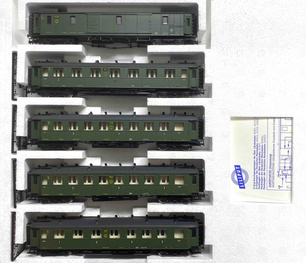 Bild 1 von H0 DC LILIPUT 847 - 5-tlg. Wagen-Set Schnellzugwagen badischer Bauart - DR