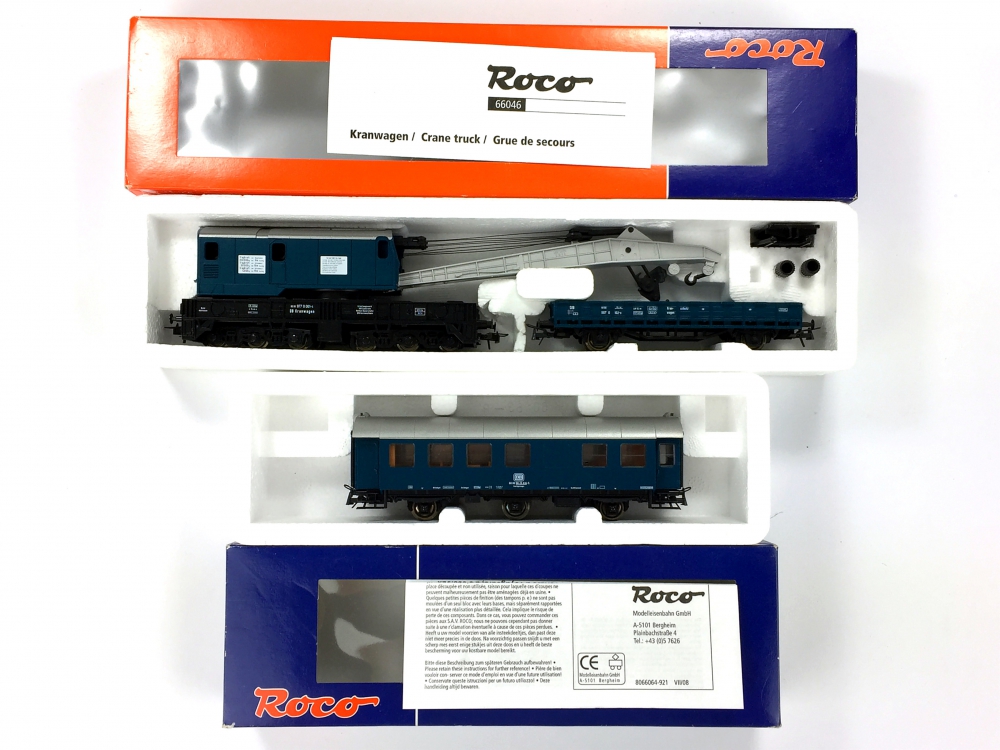 Bild 1 von H0 DC ROCO 66046 - Kranzug-Wagen-Set - DB Hilfszug - Ep. IV