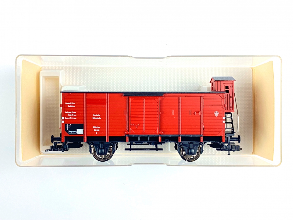 Bild 1 von H0 DC FLEISCHMANN 5365 K - gedeckter Güterwagen mit Bremserhaus - DRG - Ep. II