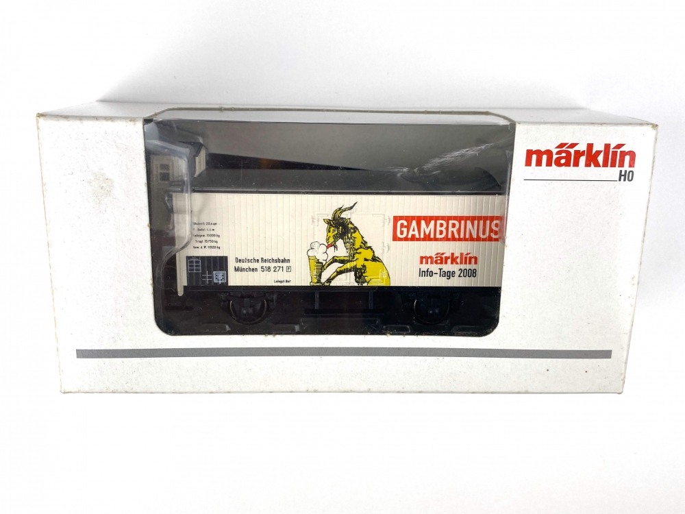 Bild 1 von H0 AC MÄRKLIN 94314 - Kühlwagen mit Bremserhaus - GAMBRINUS - Bierwagen