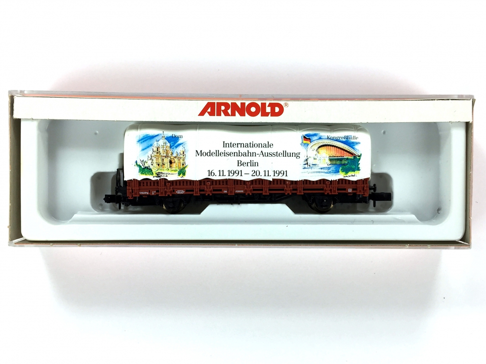 Bild 1 von N ARNOLD 4467 - Rungenwagen mit Plane Internationale Modellbahn-Ausstellung 1991 der DB - EP. IV