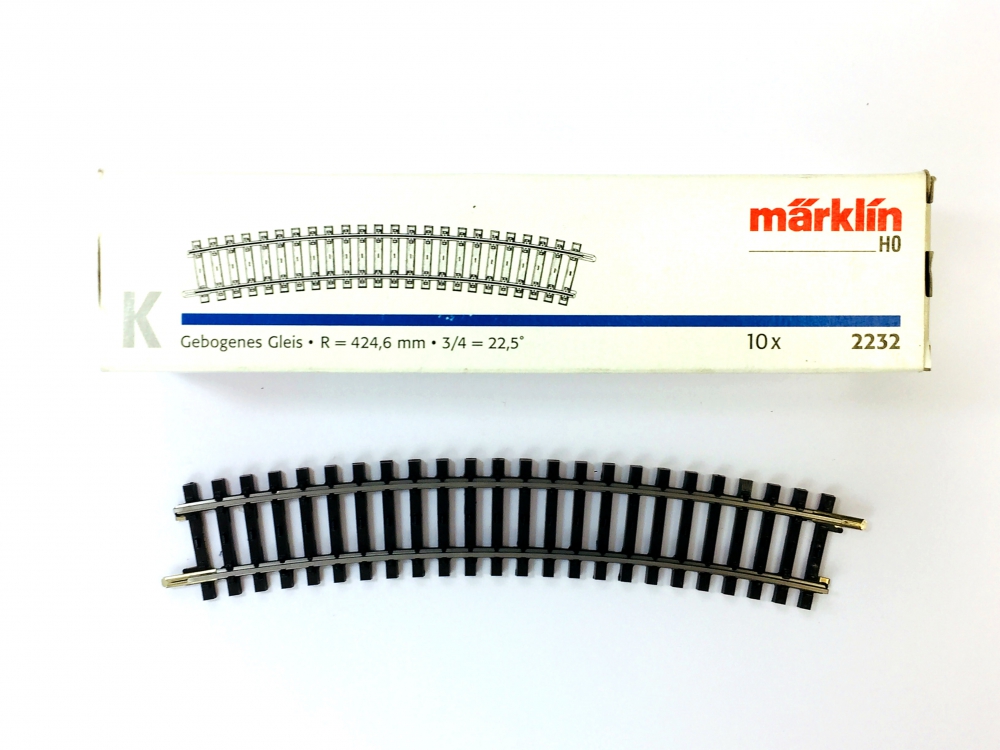 Bild 1 von H0 MÄRKLIN 2232 - K-Gleis Bogen, 22,5° , Radius 424,6 mm R2