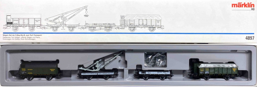 Bild 1 von H0 AC MÄRKLIN 4897 - Wagen-Set der K.Bay.Sts.B. zum Torf-Transport
