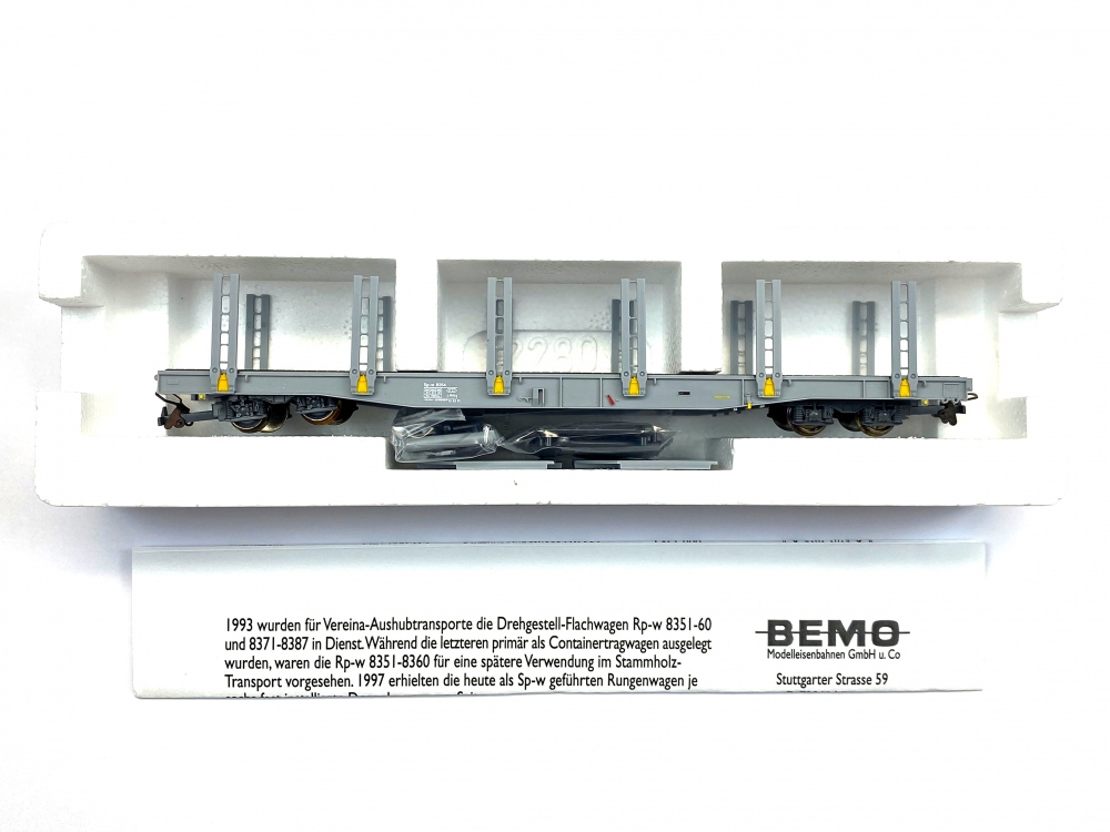 Bild 1 von H0m DC BEMO 2281 114 - Rungenwagen Sp-w 8354 - RhB - V