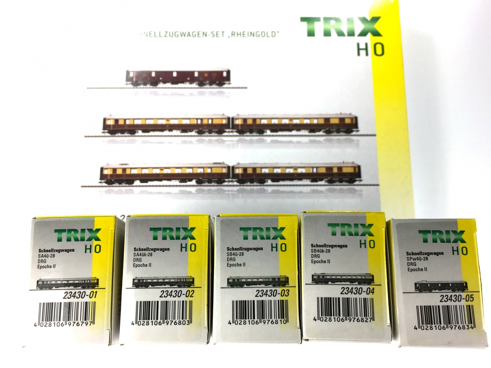 Bild 1 von H0 DC TRIX 23430 - Rheingold Wagen-Set der DRG - Ep. II