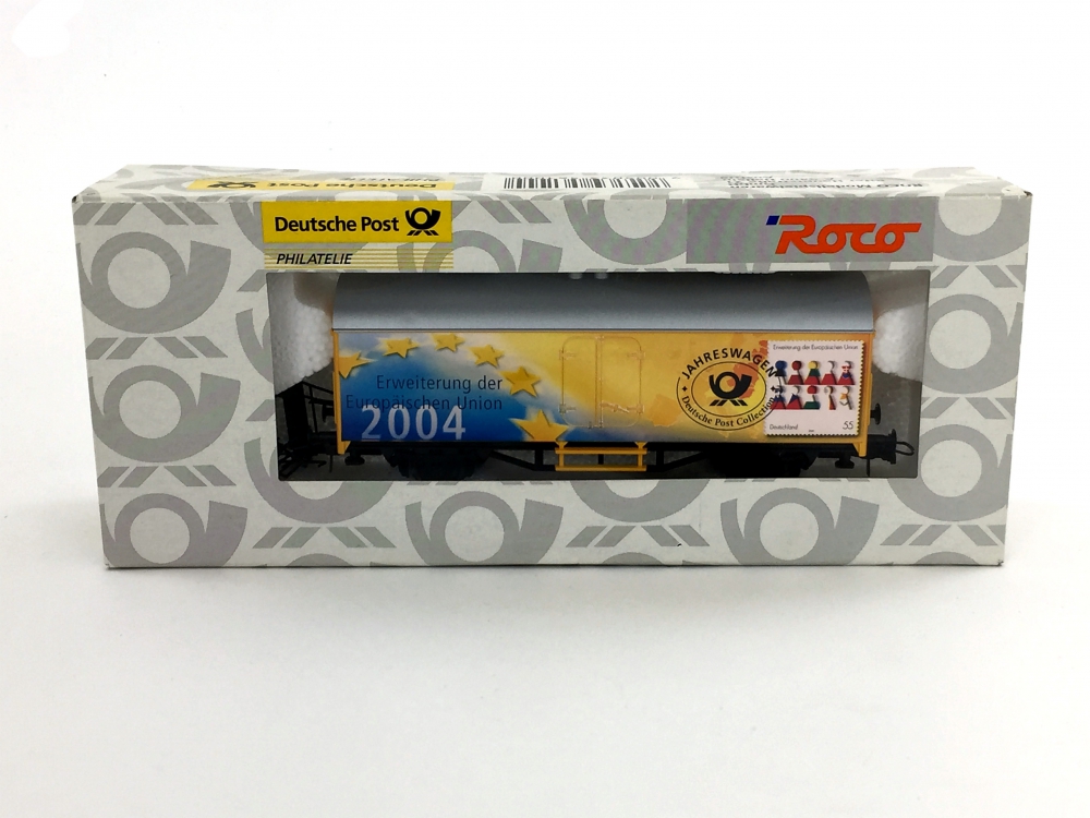Bild 1 von H0 DC ROCO 010021 - Deutsche Post PHILATELIE - Jahreswagen 2004 Erweiterung der EU