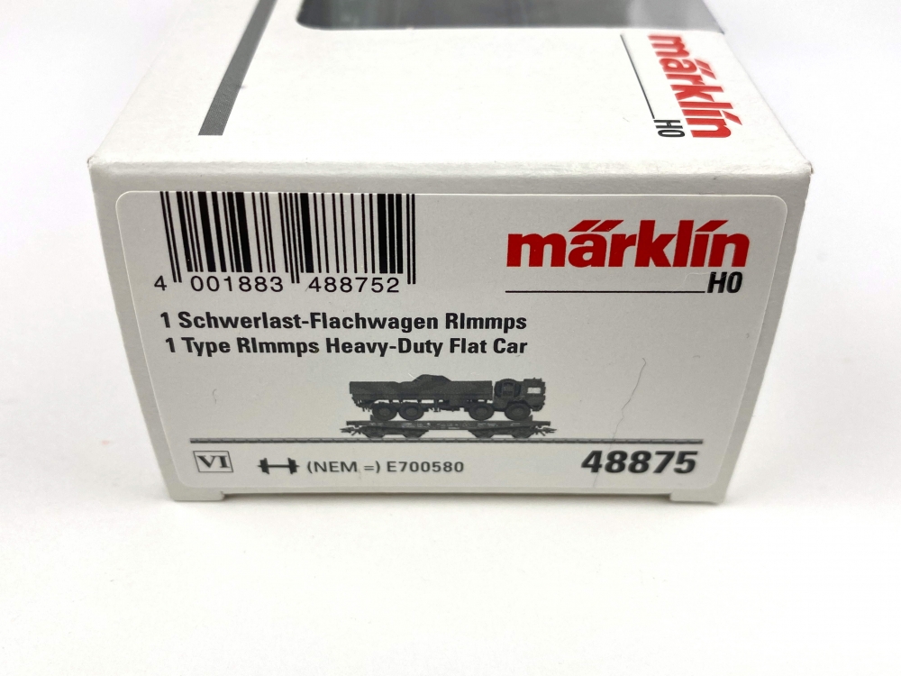 Bild 1 von H0 AC MÄRKLIN 48875 - Schwerlast-Flachwagen - DB - Ep. VI - MAN LKW 10t GL