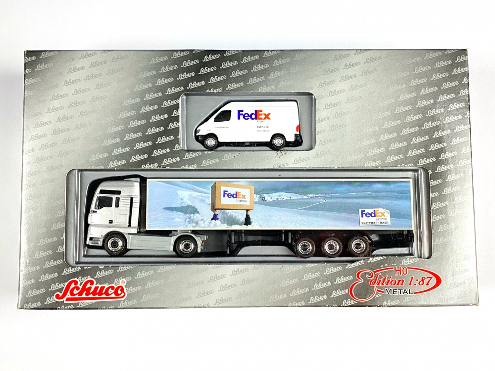 Bild 1 von H0 SCHUCO 26905 - MAN TG-A Koffersattelzug u. Mercedes Benz Sprinter 