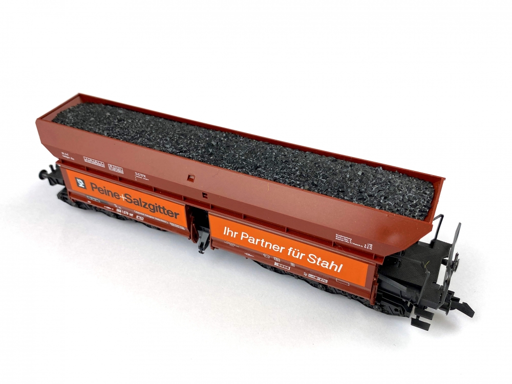 Bild 1 von H0 DC ROCO 46250 - Selbstentladewagen - Kohle - Peine + Salzgitter - Ep. IV