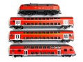H0 DC FLEISCHMANN Zug Set 636981 - Diesellok BR 218 + 3 Doppelstockwagen - DB - Digital