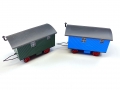 H0 EPOCHE 1:87 - 2er Set Bauwagen - blau u. grün - 