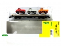 Bild 1 von H0 DC TRIX 24402 - Flachwagen-Set Fahrzeugtransport mit 3 Unimog - Rkmp 656 der DB - Ep. IV